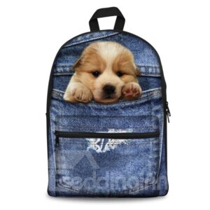 Design 3D Golden Retriever Fashion Pattern School Outdoor Backpack