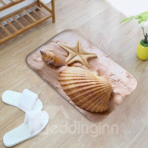 16¡Á24in Conch Shell and Starfish Flannel Water Absorption Soft and Nonslip Bath Rug/Mat