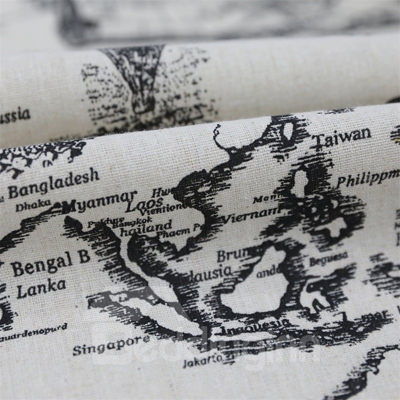 Blackout Map Printed Grommet Top Custom Curtain