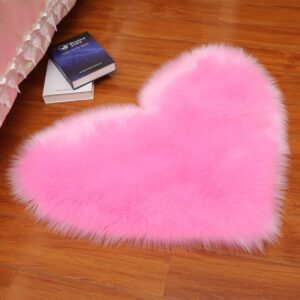 Fluffy Area Rugs Bedroom Living Room Heart Furry Faux Sheepskin Fur Floor Carpet for Girl Room Indoor Decor Mat