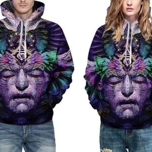 Unique Long Sleeve Stone Head Pattern 3D Painted Hoodie