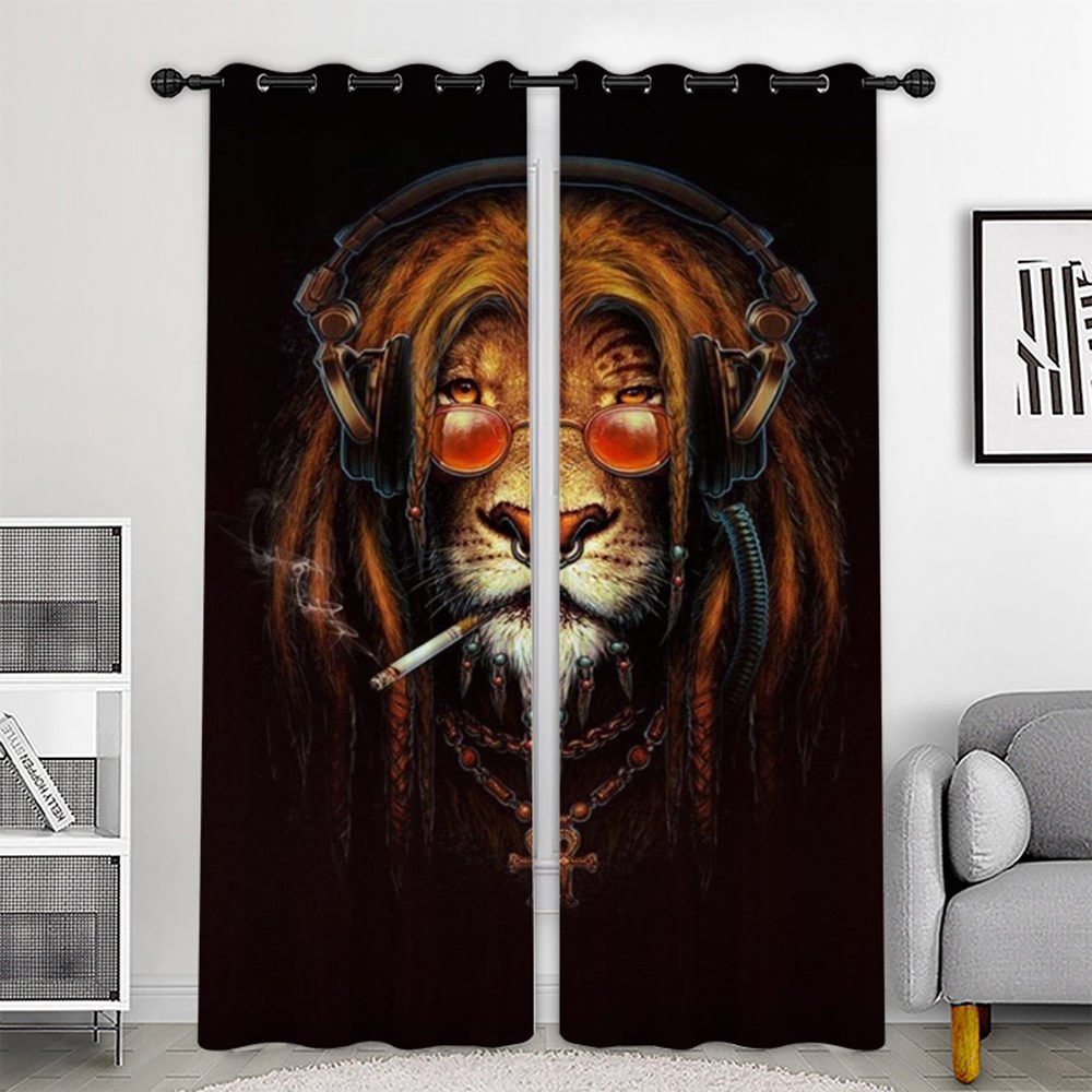 Creative 3D Printed Blackout Curtains Cool Fashion Lion Custom 2 Panels Drapes for Living Room Bedroom Decoration No Pilling No Fading No off-lining Heat insulation Sun Protection Waterproof Polyester - Image 7
