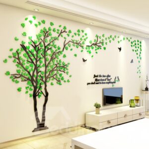4 Color Acrylic Material Tree Pattern Left Side Living Room 3D Wall Sticker