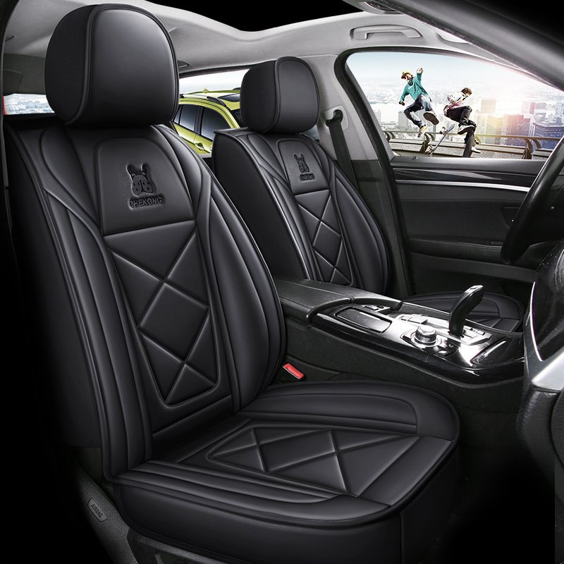 Only 5 Orange Left Full Coverage Diamond Styles Butterfly Pattern Auto Waterproof Faux Leather Car Seat Covers, Front and Rear Split Bench Seat Protectors for SUV Pick-up Truck Universal Fit Set Car Interior Accessories