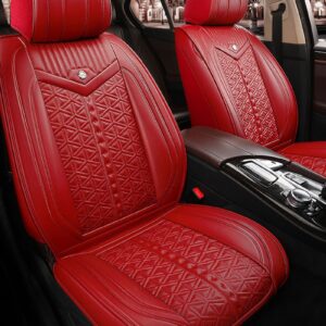 Car Seat Covers Full Coverage Skin-friendly Wear-resistant And Breathable Leather Detachable Full Head Cap Airbag Compatible Spilt Bench Seat Cover Adjustable 5-seater Universal Fit for Sedans &Truck &SUV