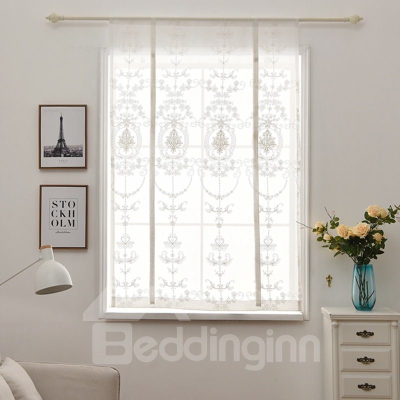 Pastoral Style White Embroidery Shade Curtain for Window Decor - Image 5