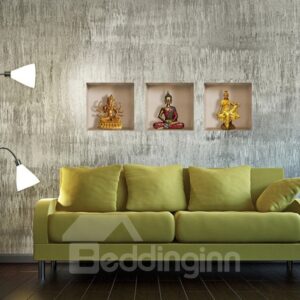 Beautiful 3D Buddha Patterns Home Decorative Wall Stickers