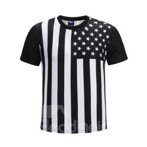 Simple Creative Pattern Round Neck 3D Painted T-Shirt