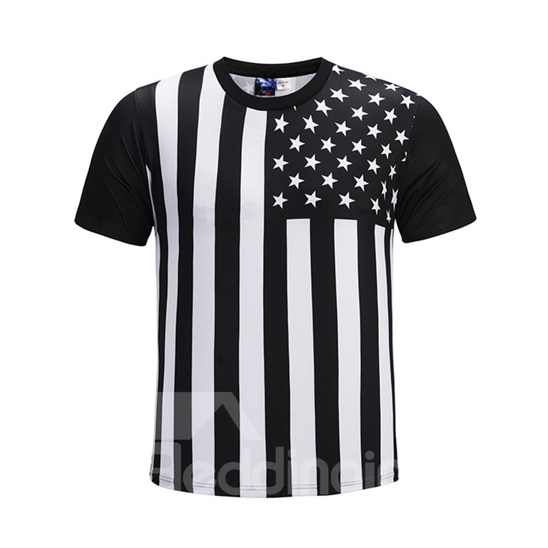 Simple Creative Pattern Round Neck 3D Painted T-Shirt