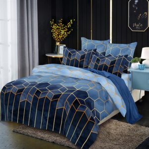 Simple Diamond Geometric Three-Piece Set Reactive Printing Duvet Cover Set Endurable Skin-friendly All-Season