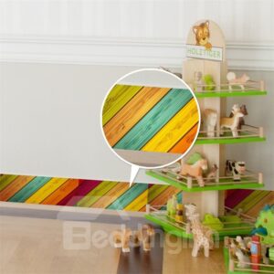 3D Colored Bars Pattern PVC Waterproof Eco-friendly Self-Adhesive Baseboard Wall Stickers