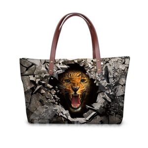 Leopard Roar in the Dark 3D Printed for Women Girls Shoulder HandBags