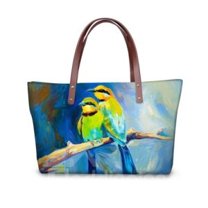 Painting Couple Birds Waterproof Sturdy 3D Printed for Women Girls Shoulder HandBags
