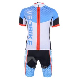Light Blue Hexagon 3D Padded Pants Short Sleeve Men's Cycling Jersey