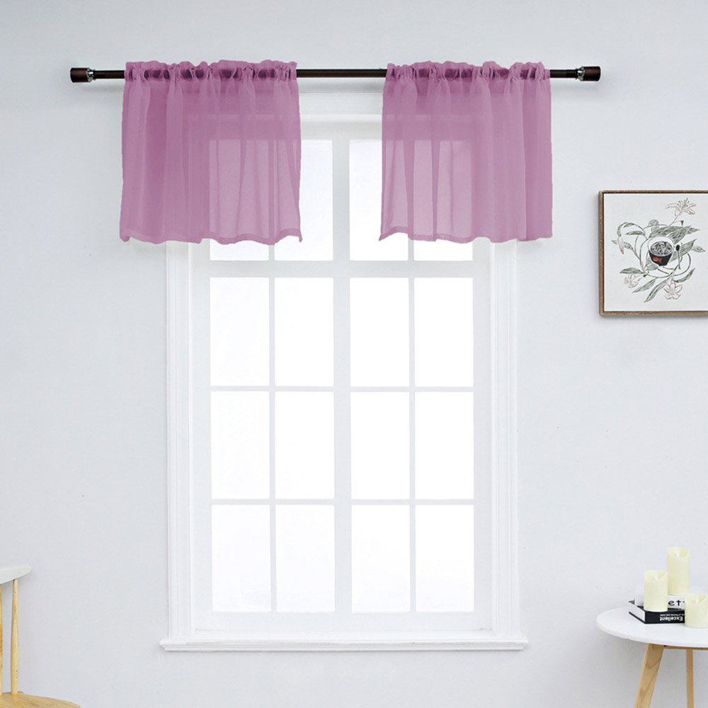 Modern Simple Solid Color Window Valance 1 Pc Sheer Voile Valance for Kitchens Bathrooms Basements & More - Image 18