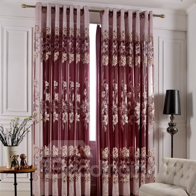 European Style Floral Pattern Blackout Feature Polyester Material Curtain Sets - Image 11