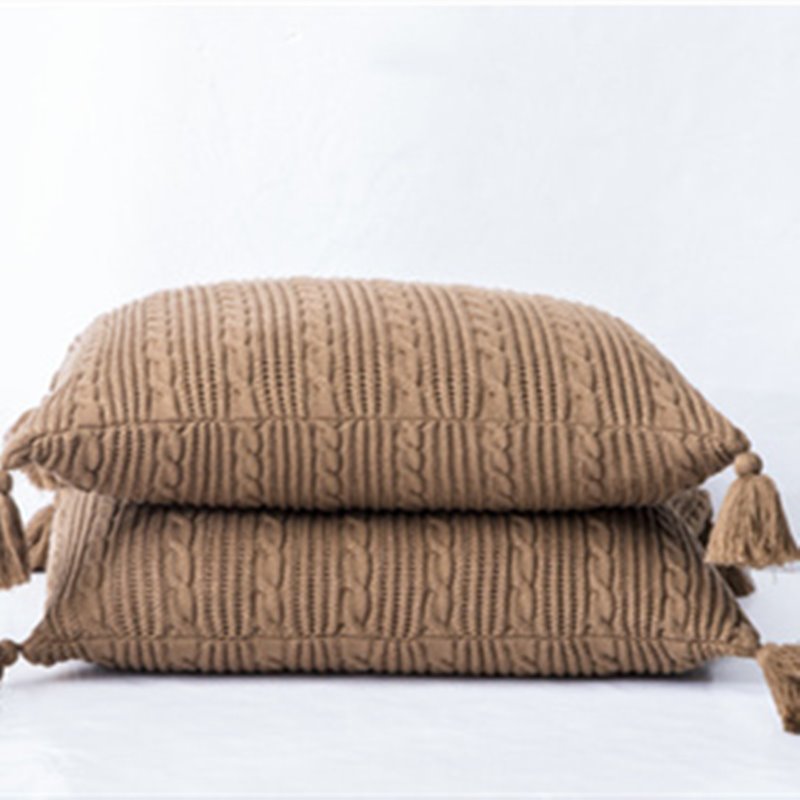 ANDUUNI Pack of 2 Pack Decorative Cotton Knitted Pillow Cushion Warm Throw Pillow for Bed Couch 18 - Image 2