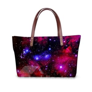 Galaxy Universal Star Red Pattern Waterproof Sturdy 3D Printed for Women Girls Shoulder HandBags