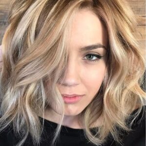 Long Length Wavy Mixed Color 100% Human Hair Capless Wig 16 Inches