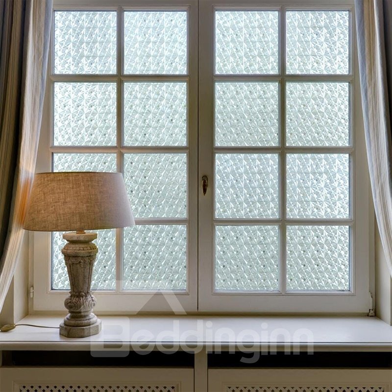 Static Window Films Geometric Plaid Non-Adhesive Decorative Film
