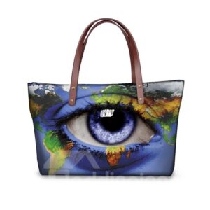 Earth Eye Pattern Waterproof Sturdy 3D Printed for Women Girls Shoulder HandBags