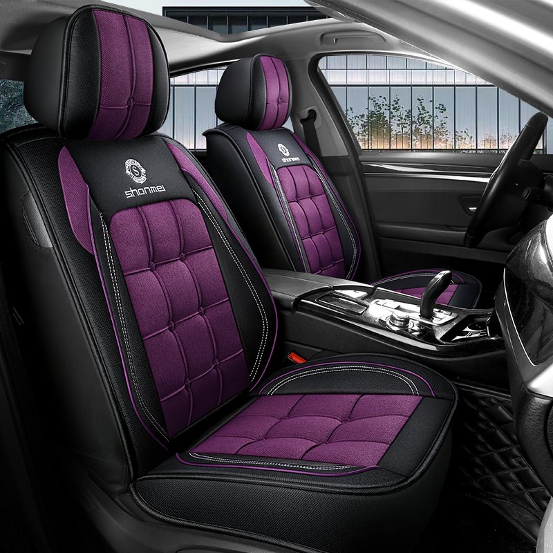 Pastoral Style 5 Seater Full Coverage Wear Resistant and Scratch Proof Skin Friendly Linen Comfort Easy to Clean Up Airbag Compatible Universal Fit Seat Covers