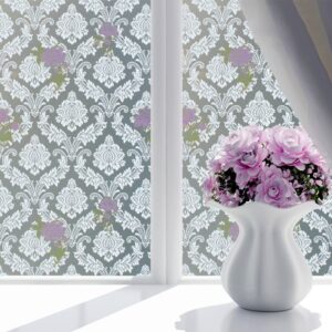 3D Pastoral Floral Glass Static Sticker No-glue Adiabatic Decorative Privacy Window Film
