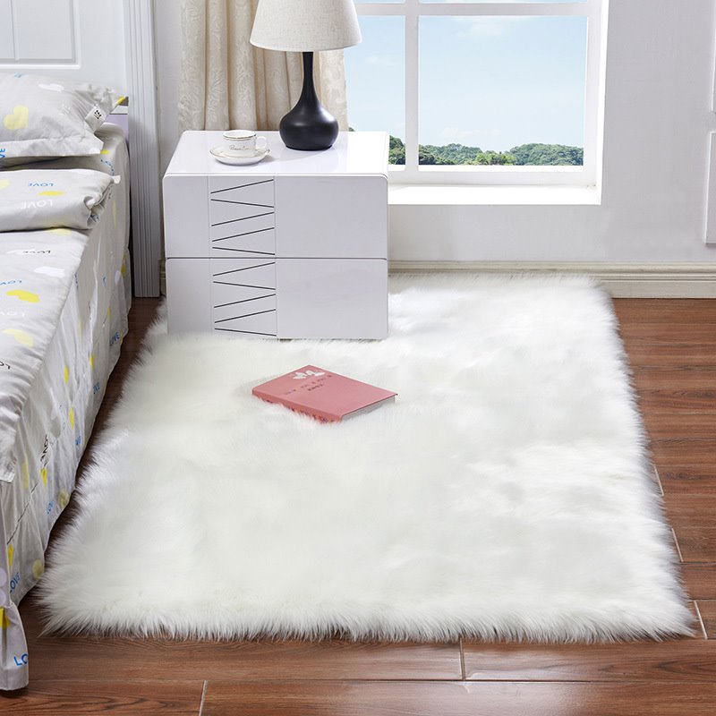 Soft Shaggy Faux Fur Sheepskin Rugs Non Slip Bedroom Mats Fluffy Soft Home Bedroom Rug - Image 18
