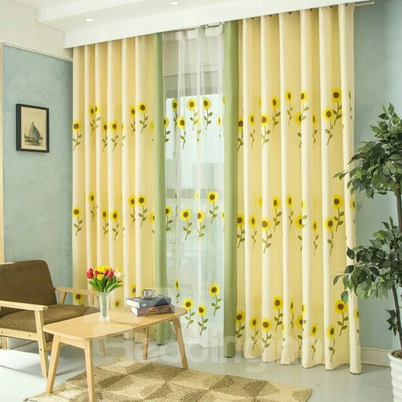 Blackout and Decoration Polyester Embroidery Blooming Sunflowers Modern Style Sheer Lining - Image 13