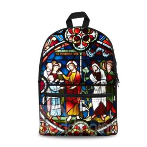 3D Vintage Style Colorful Church Pattern Washable Lightweight School Outdoor Backpack
