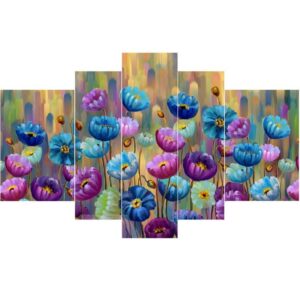 Colorful Flowers Pattern Hand Painted Hanging 5-Piece Canvas Eco-friendly Waterproof Non-framed Prints