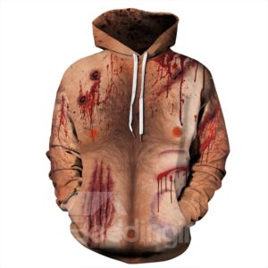 Chest Hair Design Personality Style Emulational Skin Pattern 3D Painted Pullover Hoodies