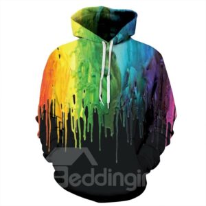 Long Sleeve Paint Color Falling Pattern 3D Painted Hoodie