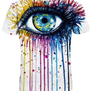 Colorful Big Eye Pattern Cool Personality Style Round Neck 3D Painted T-Shirt