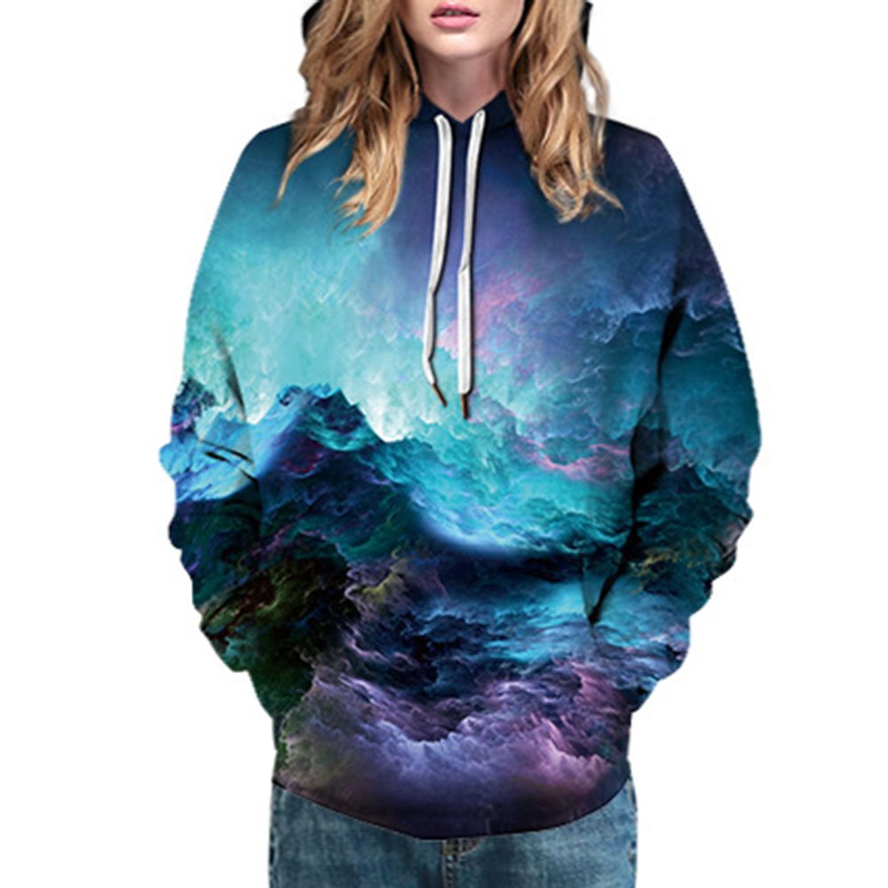 3D Printed Blue Galaxy Men's Hoodie Couple Outfit Unisex Pullover Hoodies Fashion Long Sleeve Loose Sweatshirt Sportswear - Image 3