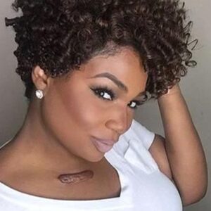 African American Women's Short Kinky Curly Synthetic Hair Capless 120% 8 Inches Wigs