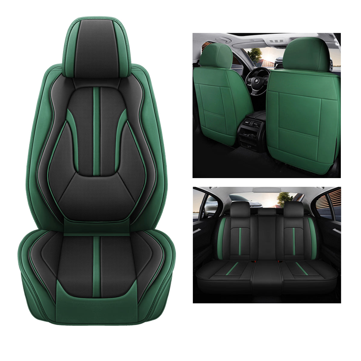 Sport Theme Car Seat Cover for 5-Seater Sedan SUV, Universal Fit Microfiber Leather Full Set Cushion Covers - Image 18