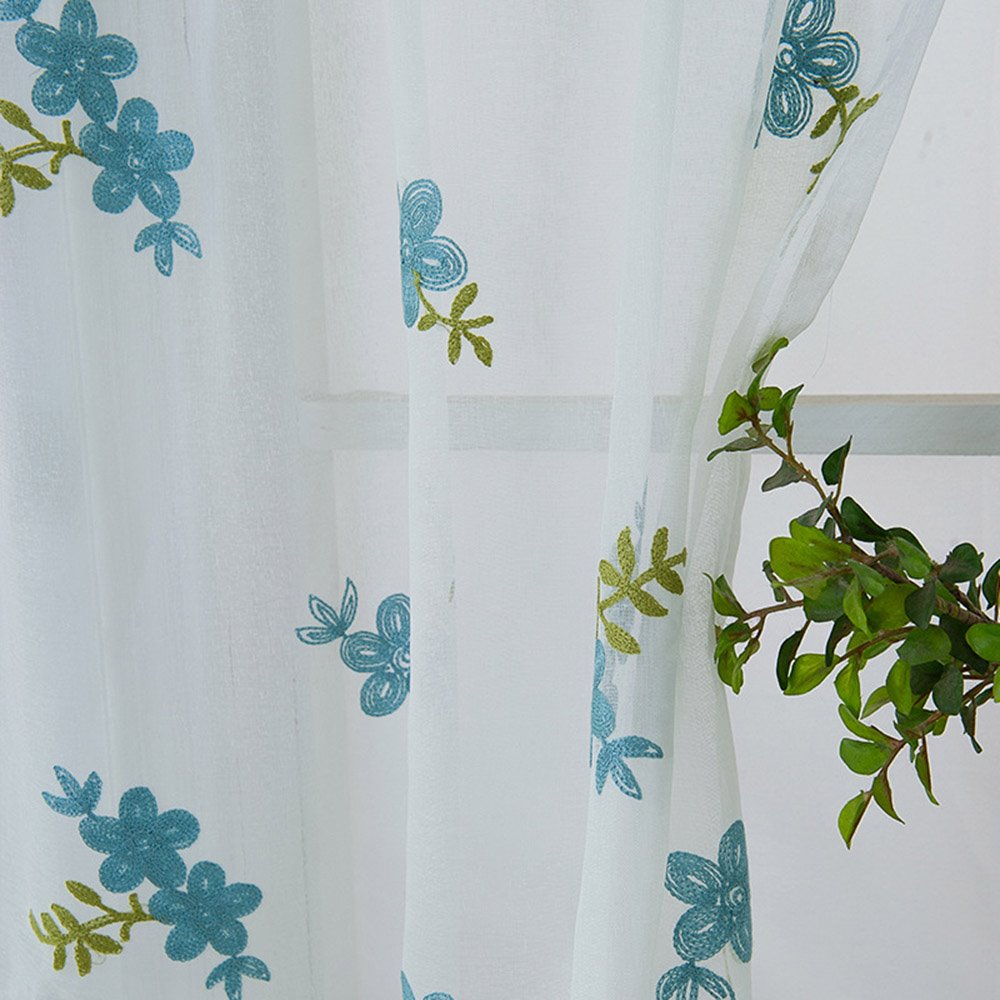 Pastoral Floral Embroidery Window Valance Decorative 1 Pc Sheer Voile Short Curtain for Kitchens Bathrooms Basements & More - Image 7