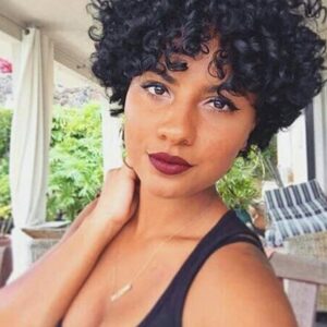 Natural Looking Short Deep Culry Synthetic Hair Capless Wigs For African American Women 8Inch