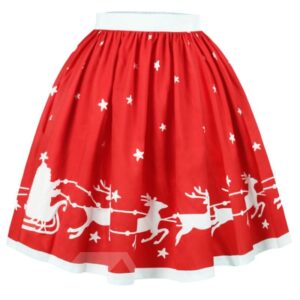 Ball Gown Knee Length Elastic Waistband Print Midi Skirt