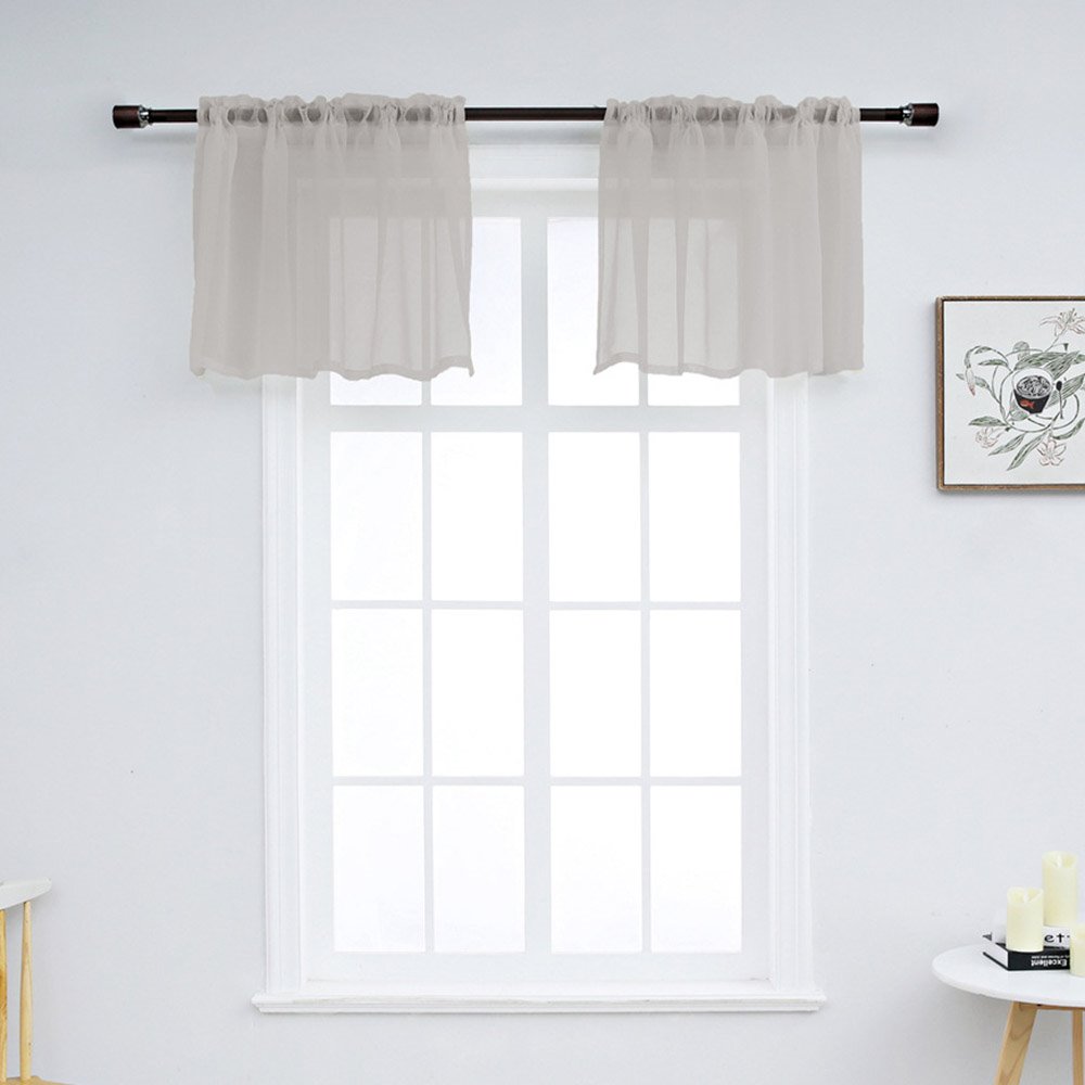 Modern Simple Solid Color Window Valance 1 Pc Sheer Voile Valance for Kitchens Bathrooms Basements & More - Image 3