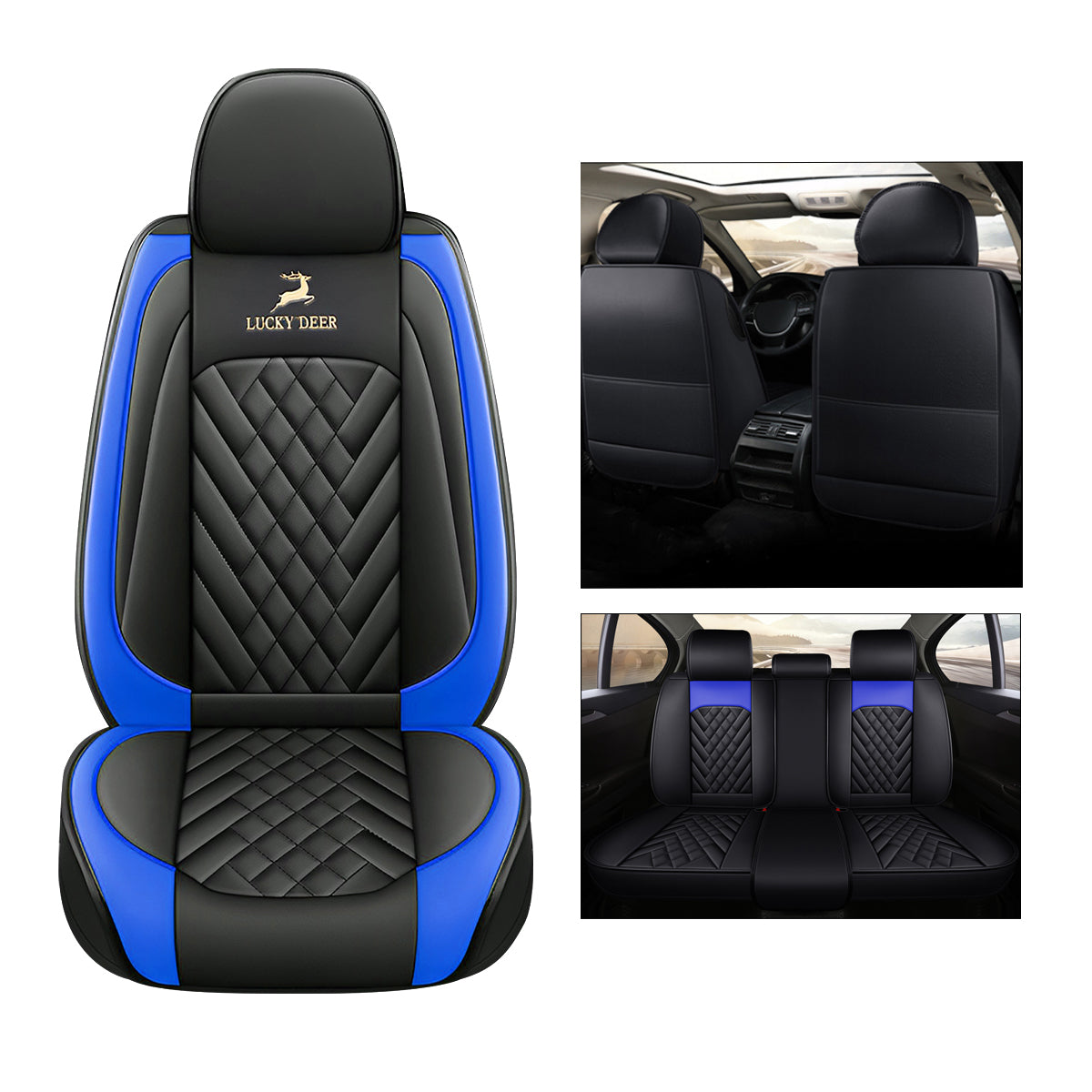 Universal Fit Car Seat Cover Full Set for 5-Seater Sedan SUV Diamond Pattern Synthetic Leather Vehicle Cushion Cover for Accord Tucson Sorento - Image 8