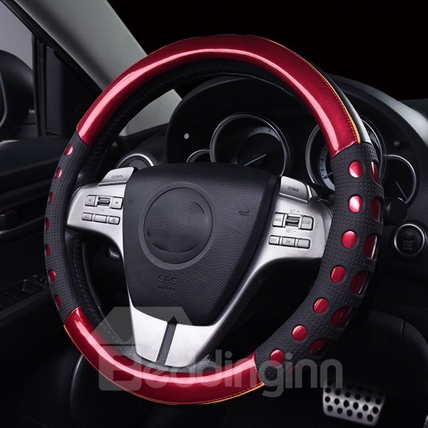 Bright Leatherette And Slip Resistance Gel Steering Wheel Cover Anti-skid Wear-resistant Dirt-resistant Durable And Breathable Not Hurt Hands Suitable for Most Round Steering Wheels