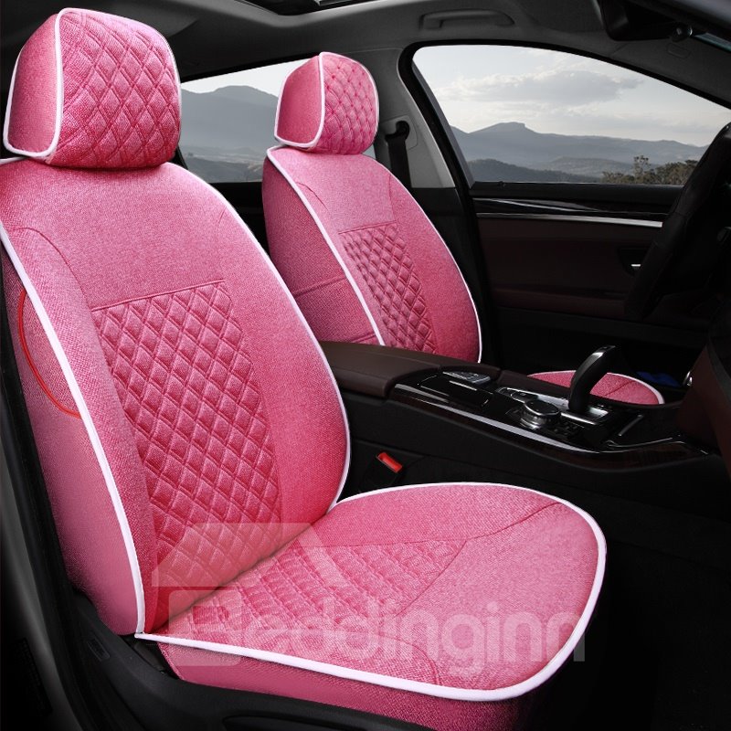 Casual Series Pure Color Soft And Comfy Diamond Grids Custom Fit Car Seat Covers - Image 3
