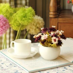 Lovely 4-Color Daisies in Porcelain Pot Desktop Decoration Flower Sets