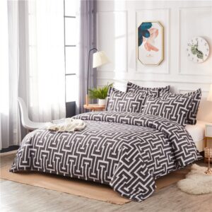 Modern Geometric 3-Piece Polyester Bedding Set 1 Duvet Cover 2 Pillowcases