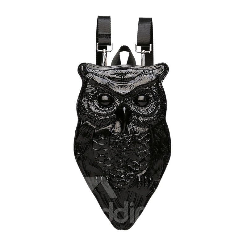 3D Owl Studded Backpack PU Leather Rucksack Shoulder Bag - Image 2