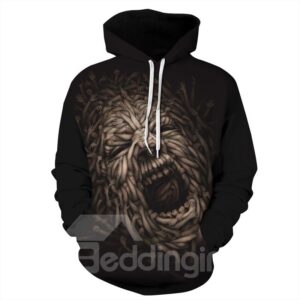 Long Sleeve Awful Face Roar Pirate 3D Halloween Pattern Hoodie
