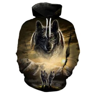 3D Graphic Wolf Novelty Hoodies Animal Themed Hooded Sweatshirt Pullover Sweater for Adults