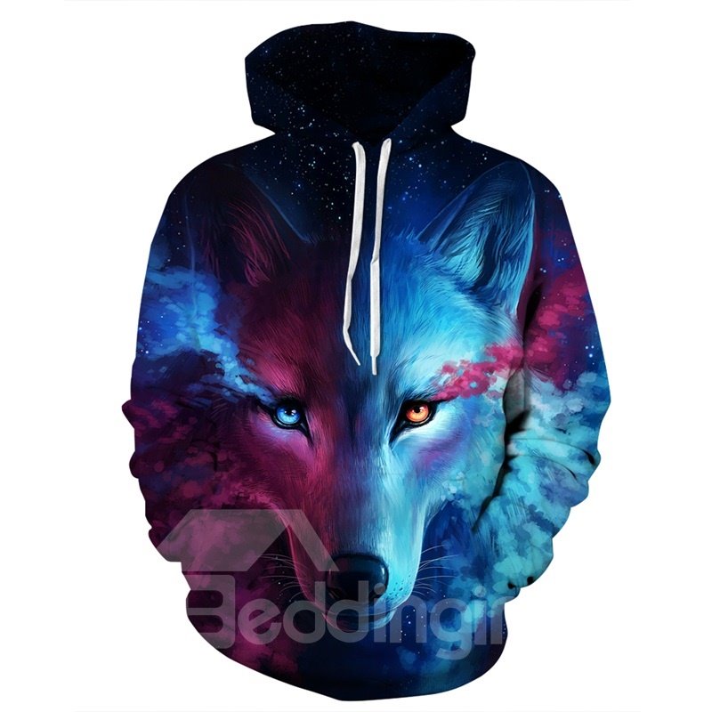 Unisex Realistic 3D Digital Print Pullover Hoodie Hooded Sweatshirt Wolf - Image 4